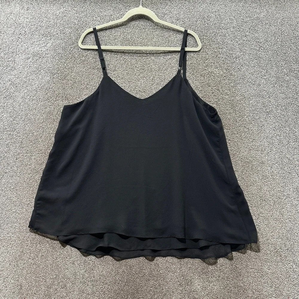 Torrid Sophie Black Chiffon Double Layer Cami Camisole Tank Top Size 2X